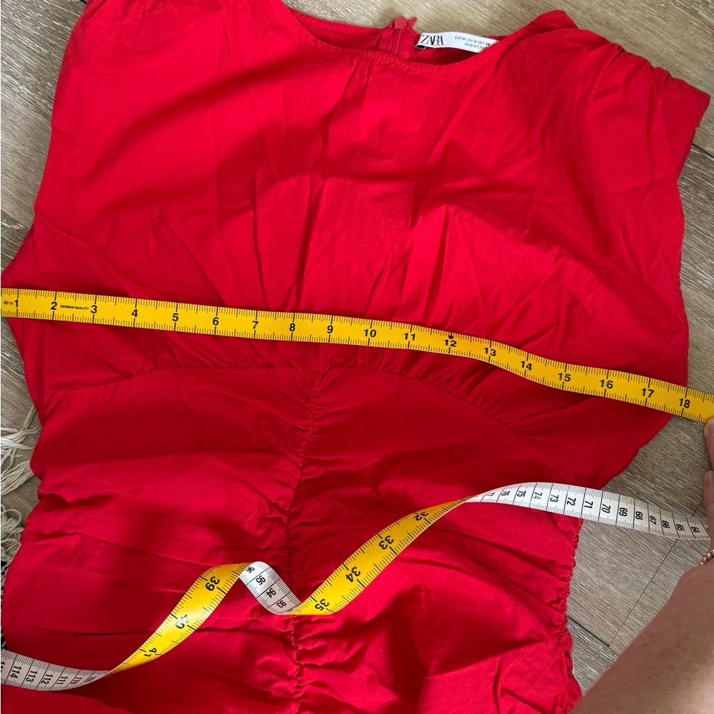 ZARA 100% cotton Red Mini Dress- size M- excellent condition - Picture 9 of 10